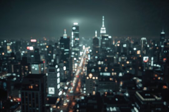 Fototapeta Black and white urban bokeh lights