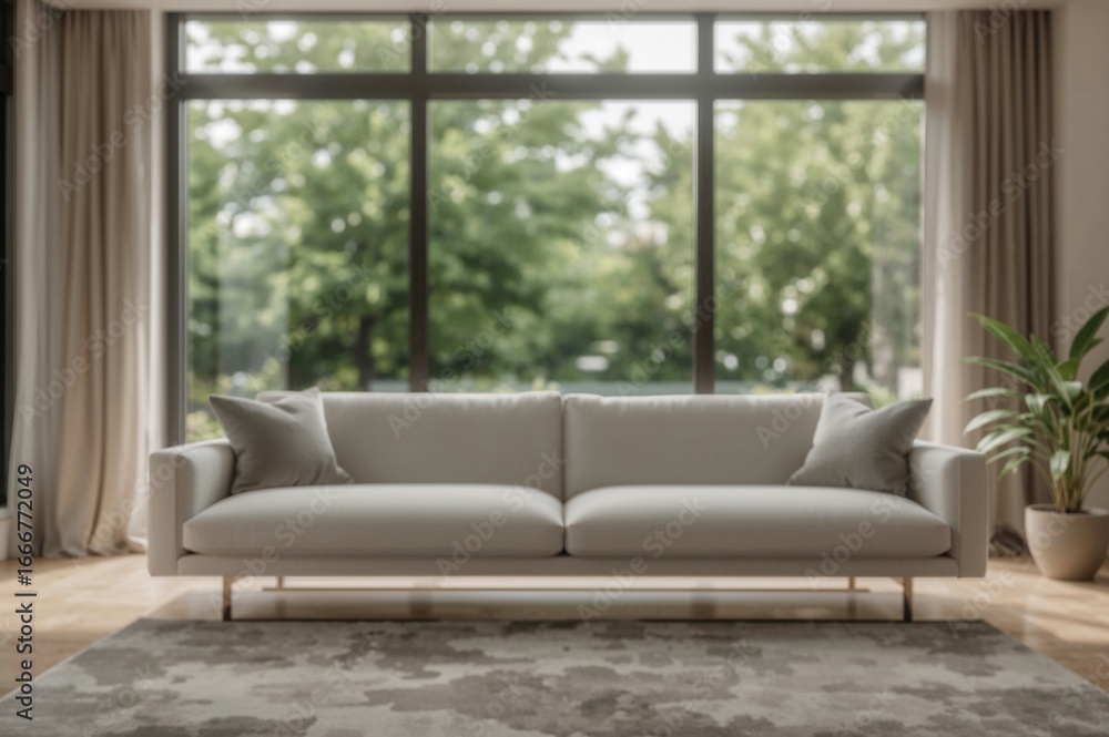 Poster blurred abstract backdrop featuring a couch by a window with bokeh effects