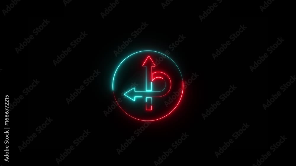 Poster neon 2 side opportunity option arrow animation. pointing direction arrow motion graphics. arrow poin