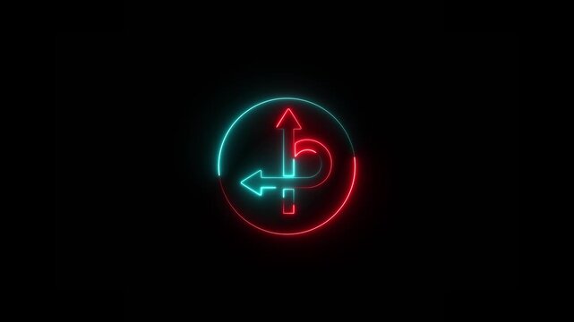 Neon 2 side opportunity option arrow animation. Pointing Direction Arrow motion graphics. Arrow pointing to left, up 4k video footage.