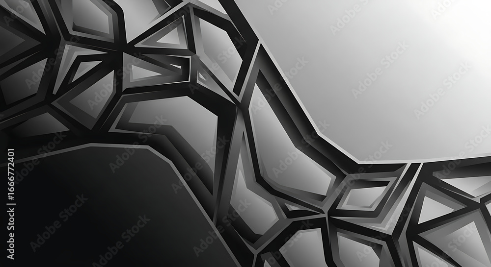 Poster abstract geometric pattern with interlocking shapes in shades of gray and white design element