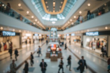 Out-of-focus photo of a retail center with bokeh lighting effects