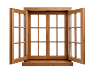 Old wooden window isolated a transparent background