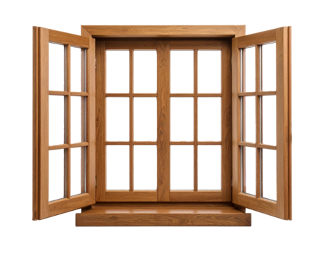 Old wooden window isolated a transparent background