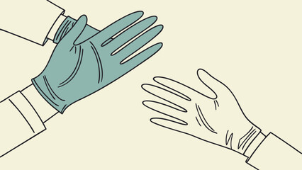 flat design of disposable medical gloves