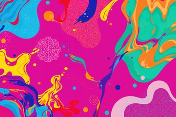 Fototapeta premium Modern abstract background featuring blue, magenta, orange, yellow, purple, green, and pink hues