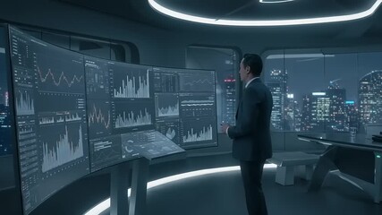 Business professional analyzing data in modern office - Powered by Adobe