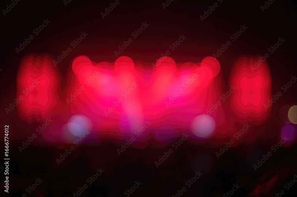 Poster glowing red orbs in a blurred night scene with an abstract bokeh effect