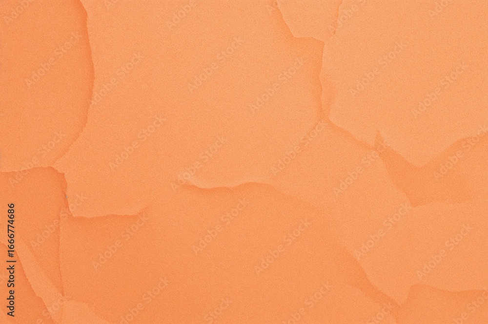 Poster wrinkled orange paper scraps with jagged edges on a white backdrop. rough textured recycled craft pa