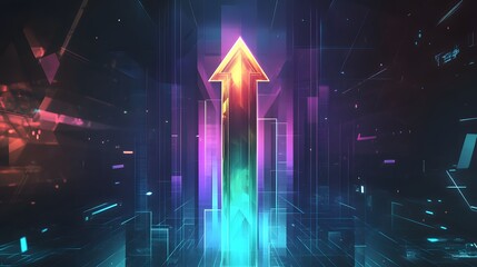 Vibrant Futuristic Arrow Design with Abstract Geometric Elements