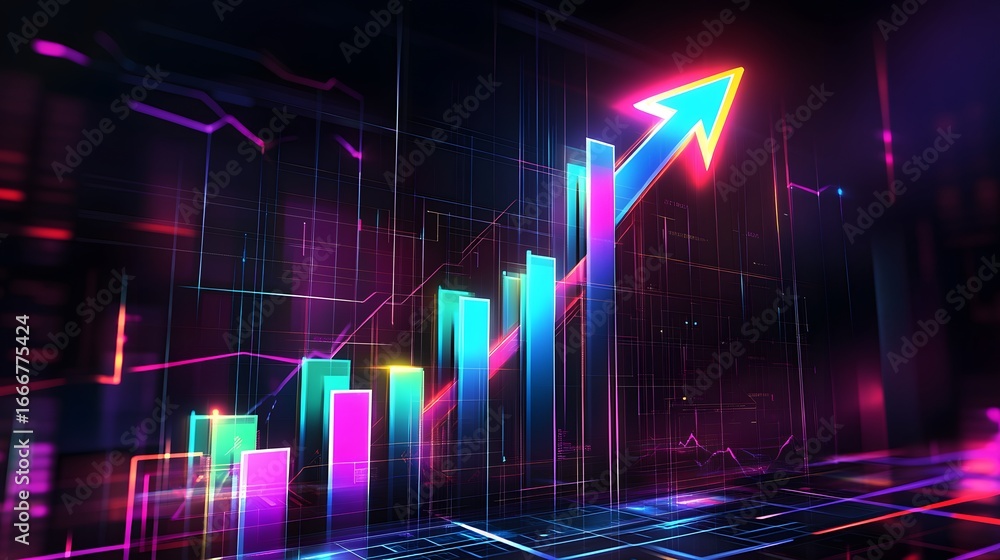 Aufkleber dynamic financial growth visualization with colorful bar graph