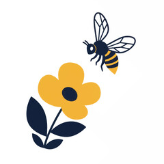 Vibrant Honeybee Illustration with Detailed Wings and Body