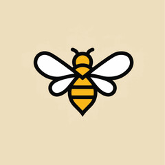Geometric Honeybee Illustration: Black and Gold Stripes, Detailed Wings