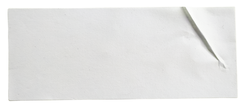 Transparent png of white rectangular paper sticker label. - Powered by Adobe