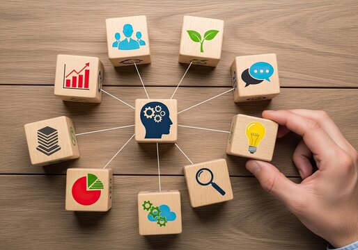 Boost your creative power with new ideas and innovative solutions connecting for success in business development and collaborative problem solving