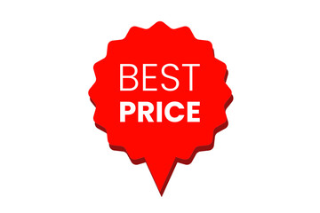 Best price tag or badge in red color with indicative badge style on transparent background