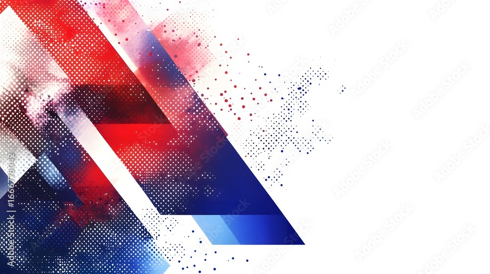 Poster abstract geometric background with blue red color splashes and gradients