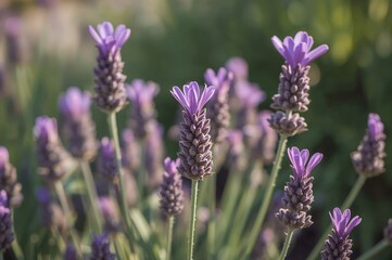 Obraz premium Close-up of Vibrant Lavender Blooms in a Garden Setting