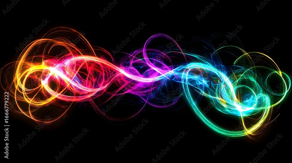 Poster vibrant colorful light trails in abstract dynamic motion design