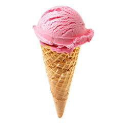 Pink ice cream scoop in waffle cone