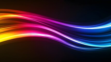 Obraz premium Colorful Light Waves on Dark Background for Creative Designs