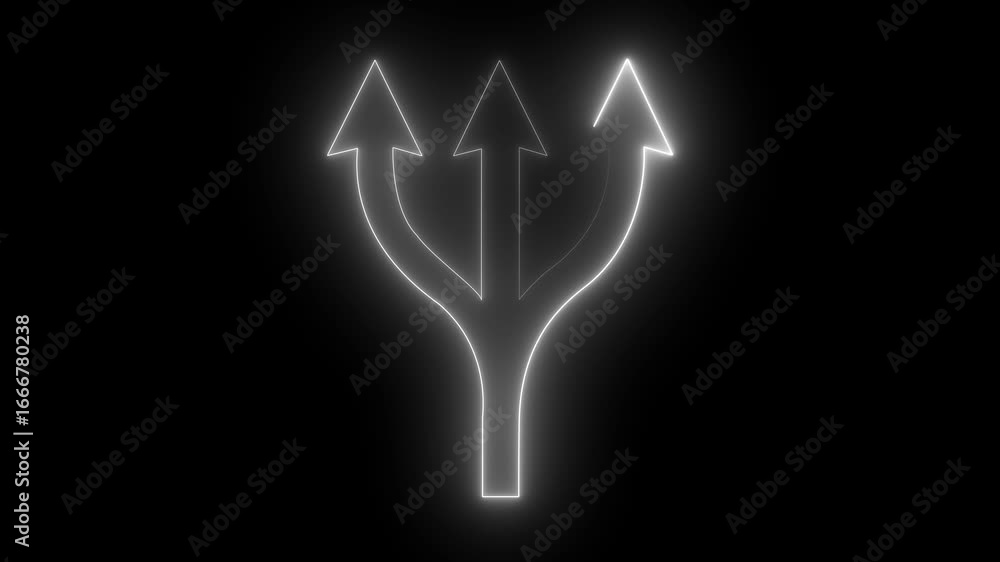 Poster glowing neon arrow pointing graphic animation. arrow sign symbol looping animation direction concept