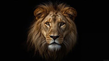 Naklejka premium Stunning Close-Up of a Lion in Shadow