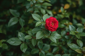 Gorgeous crimson bougainvillea blooming in a garden