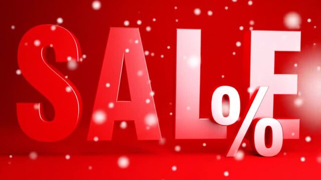 Red Sale Background with Snowflakes Animation