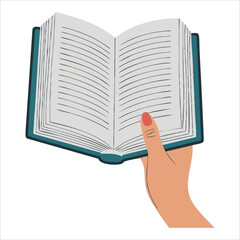 open book in hand learning vector illustration