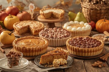 Variety Homemade Autumn Desserts Including