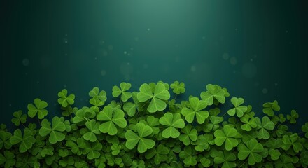 Lush green shamrocks evoke Irish folklore and St Patricks Day celebration with clean aesthetics and a vibrant lucky charm theme