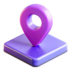 3d Purple location pin icon isolated on transparent background