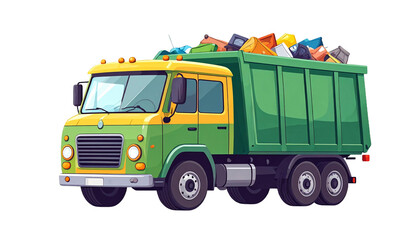 Cartoon Garbage Truck Vector Illustration &ndash; Cute Recycling Vehicle for Kids