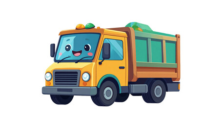 Cartoon Garbage Truck Vector Illustration &ndash; Cute Recycling Vehicle for Kids