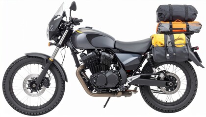 Tandem bicycle with two seats strong frame and double pedals isolated on white background fun recreational cycling
