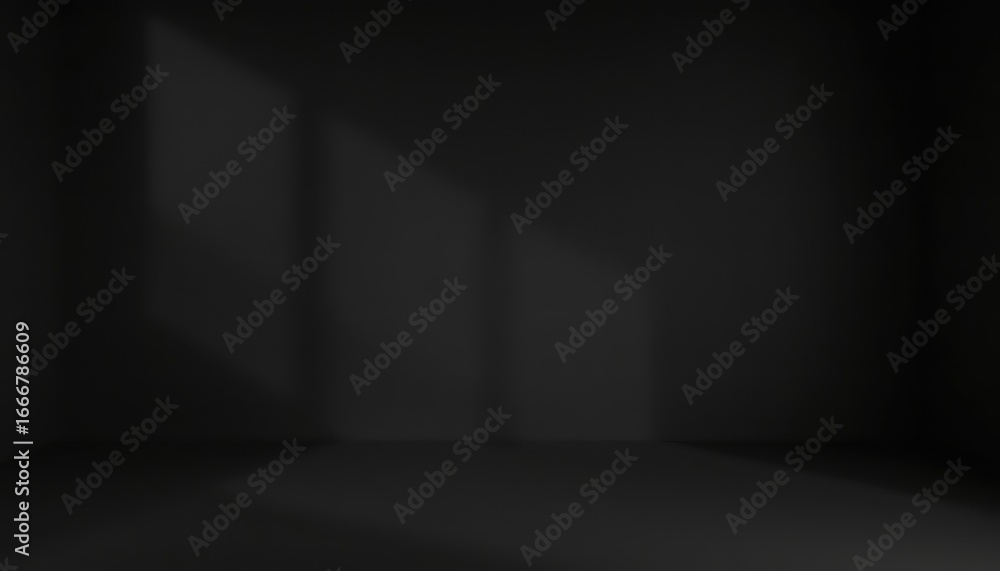 Aufkleber monochrome interior with light entering from the side, illuminating dark walls with soft gradations 