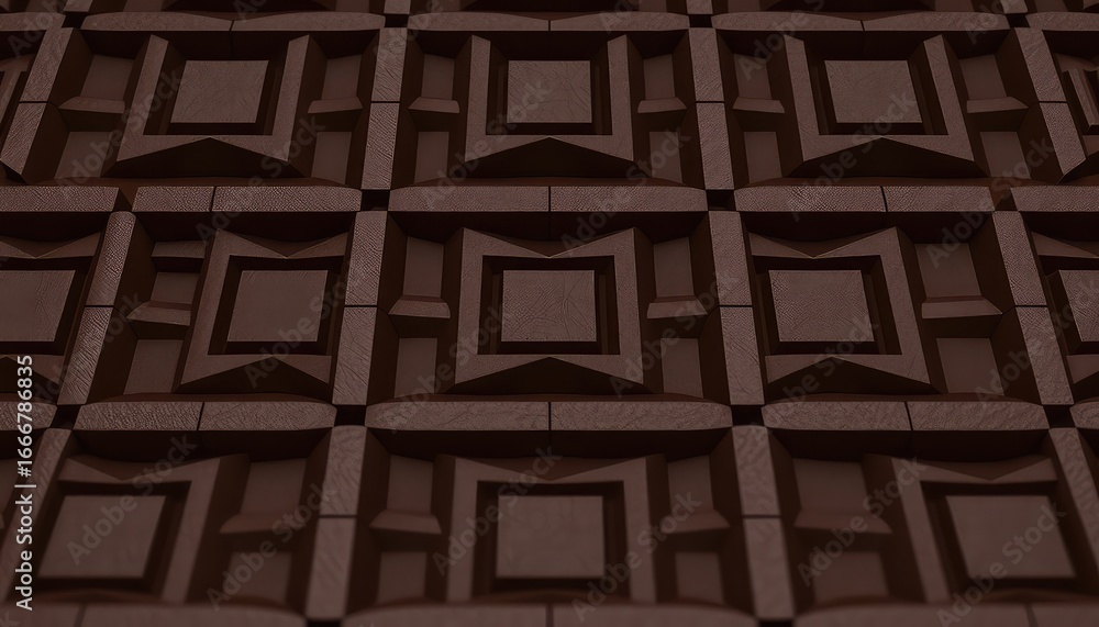 Poster textured squares forming a grid pattern creating a rich, deep brown geometric background for a moder