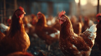 Flock of Chickens in Outdoor Pen