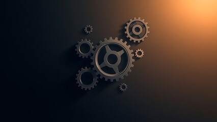 Abstract floating gears on a gradient backdrop, symbolizing innovation and mechanics.