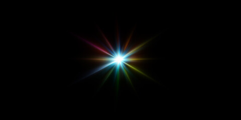 Obraz premium Brightly shining light burst on a black background.