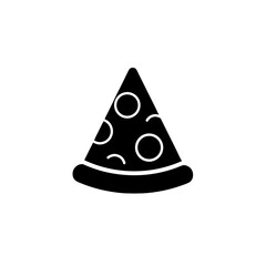 Fototapeta premium Pizza slice raster silhouette, black fast food illustration on transparent background. Snack icon for party, takeaway menu, street food design, Italian cuisine graphics