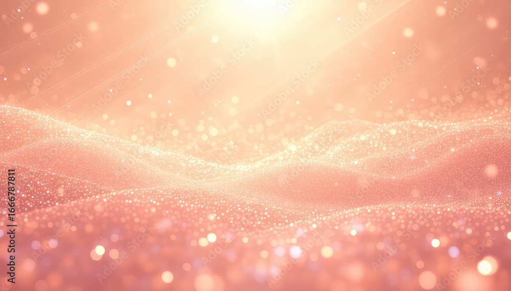 Poster abstract sparkling particles flowing like a dreamy waterfall with shimmering light and soft, elegant