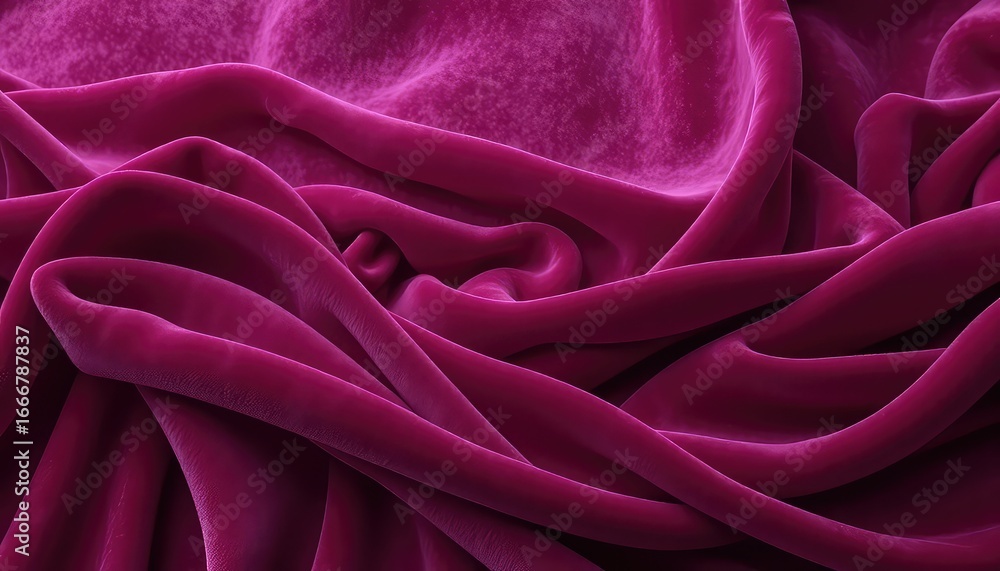 Aufkleber rich fuchsia velvet fabric with soft, deep folds creating shadows and highlights and a luxurious tex