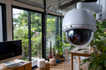 Smart Home Security System With Modern Camera Surveillance in a Contemporary Living Space, Enhancing Safety and Control in Residential Environments