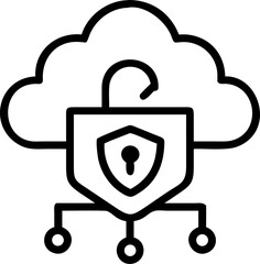 cyber security vector icon on white or transparent background. data protection or cloud data protection or cyber security icons items Stroke icon collections. Editable Stroke icon collection 
