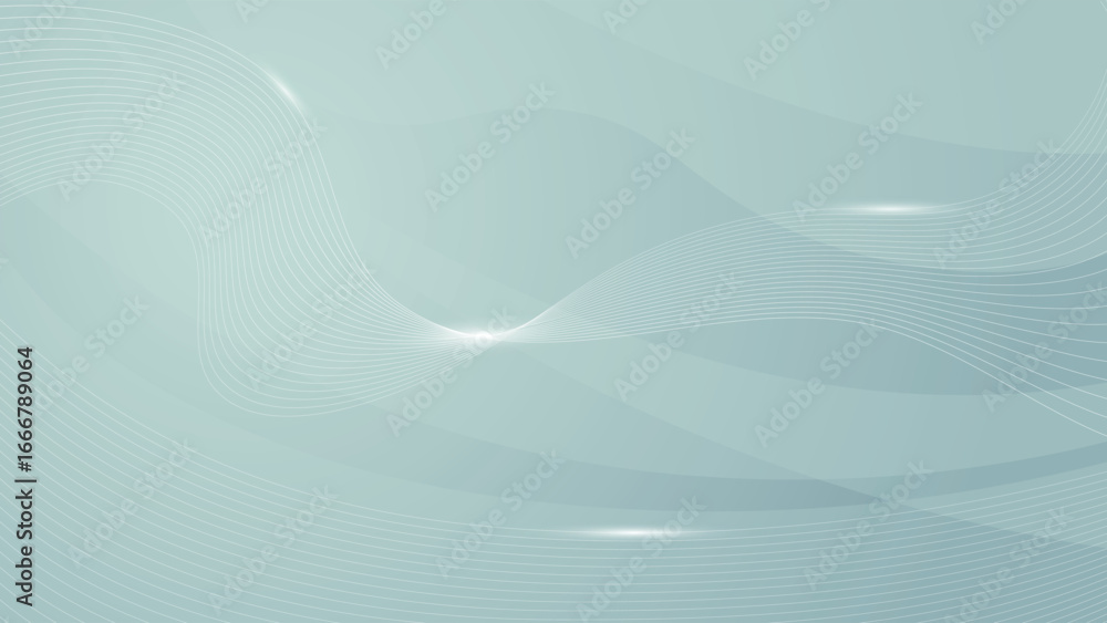 Poster stylish light teal abstract background featuring smooth wave lines and gradient flow, ideal for pres