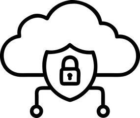 secured network vector icon on white or transparent background. data protection or cloud data protection or cyber security icons items Stroke icon collections. Editable Stroke icon collection 