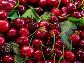 fresh cherries at organic market