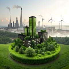 city landscape with trees